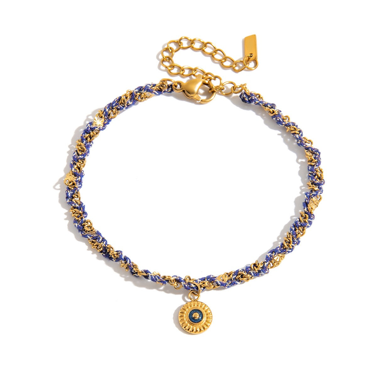 18K Gold Cozy String Chain Dainty Charm Bracelet