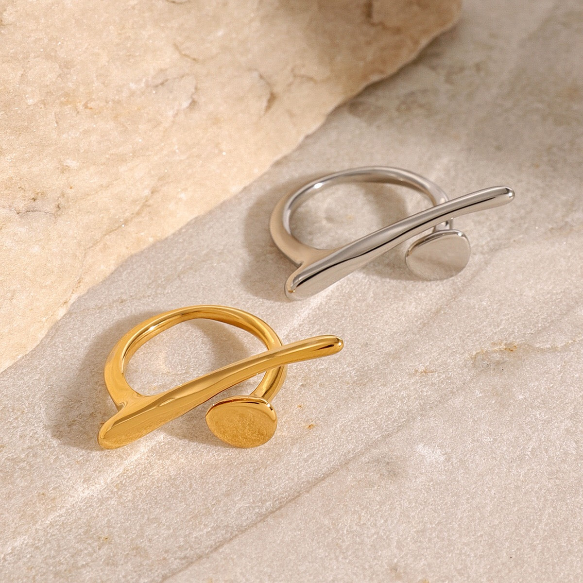 18K Gold Unique Geometric Statement Ring