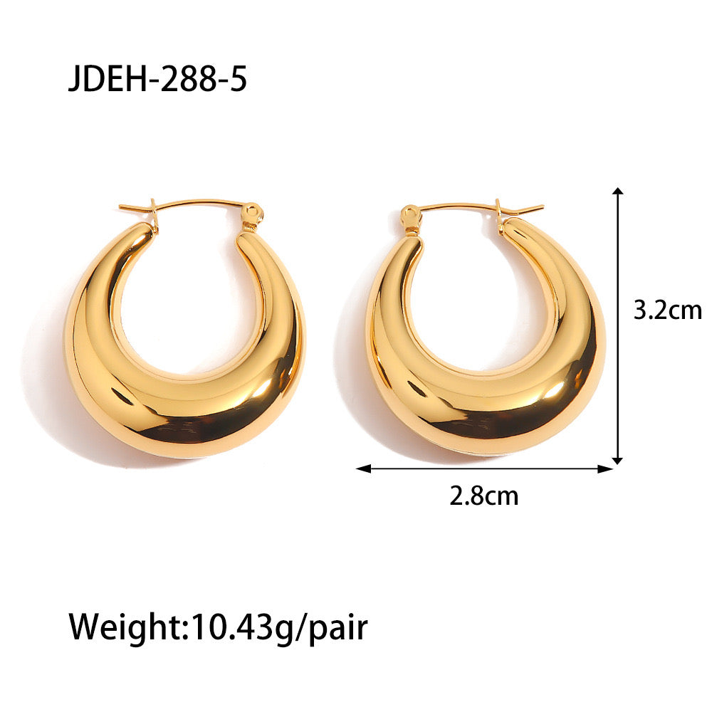 18K Gold Thick Huggie Small Hoop Earrings