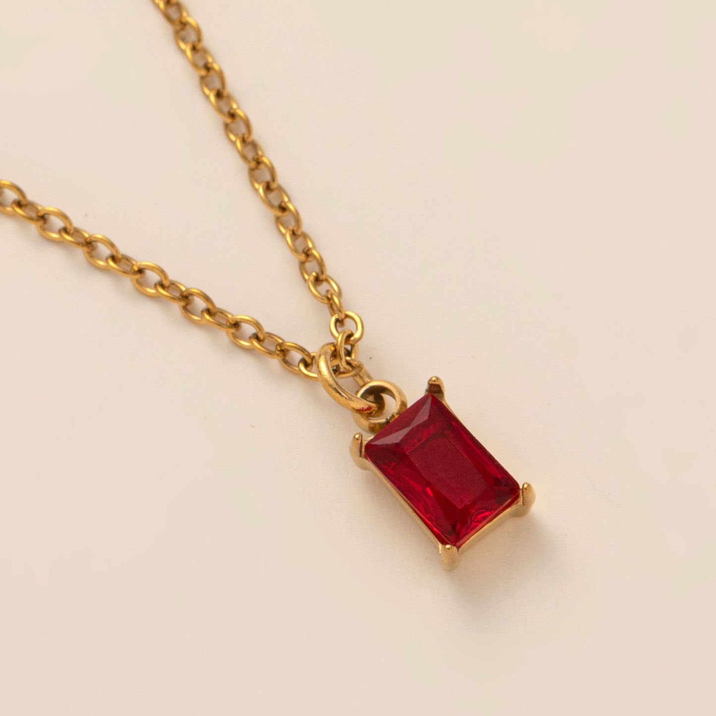 18K Gold Dainty Birthstone Pendant Necklace