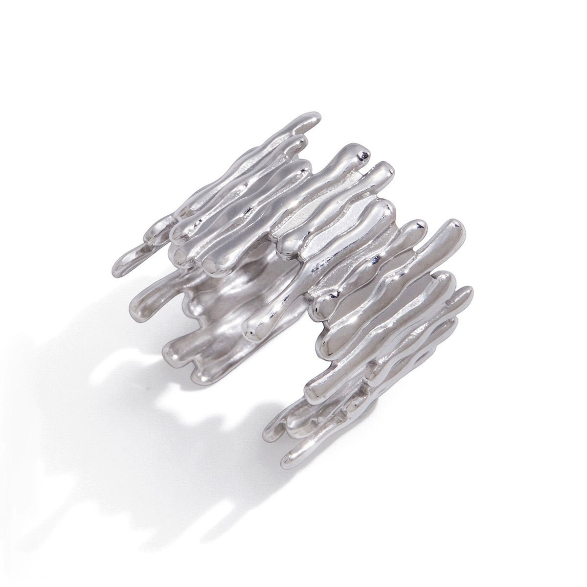 18K Gold and Silver Urban Edge Geometric Band Ring
