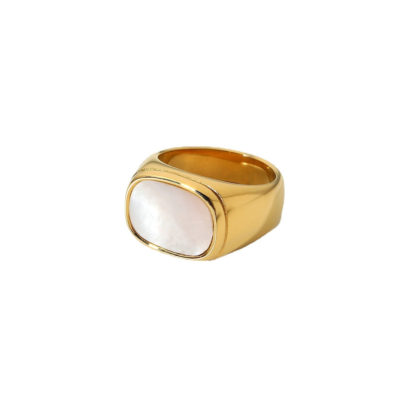 18K Gold Mother of Pearl Signet Ring