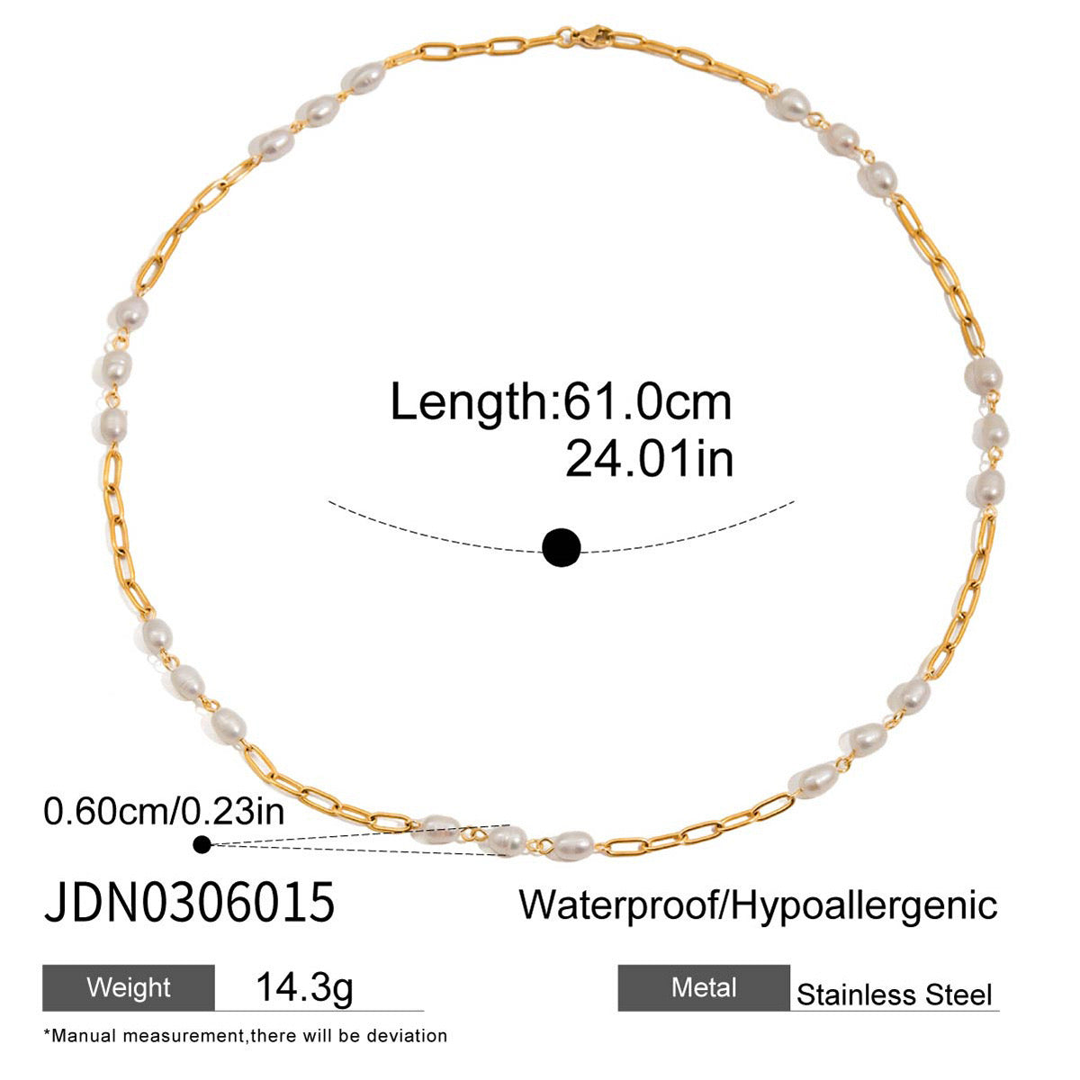 18K Gold Freshwater Pearl Long Chain Necklace