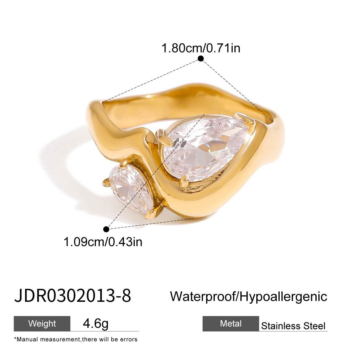 18K Gold Allure Abstract Geometric CZ Cocktail Ring