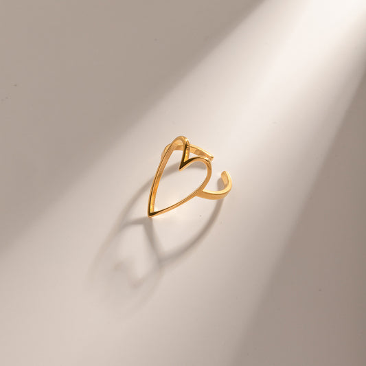 18K Gold Bold Heart Statement Ring