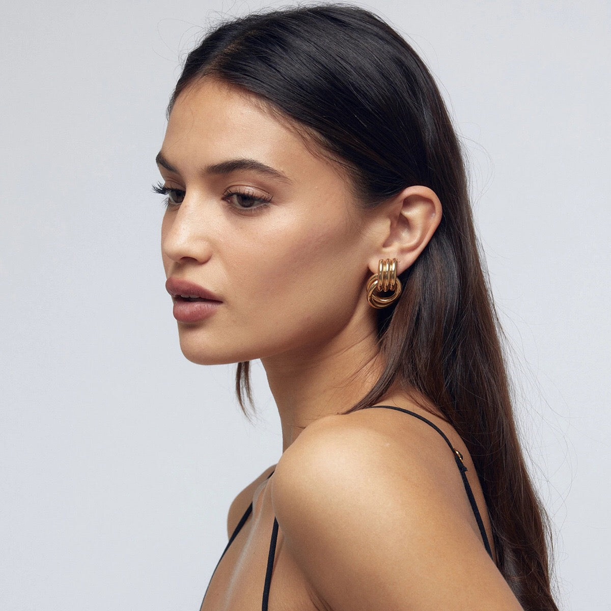 18K Gold Trendy Geometric Statement Stud Earrings