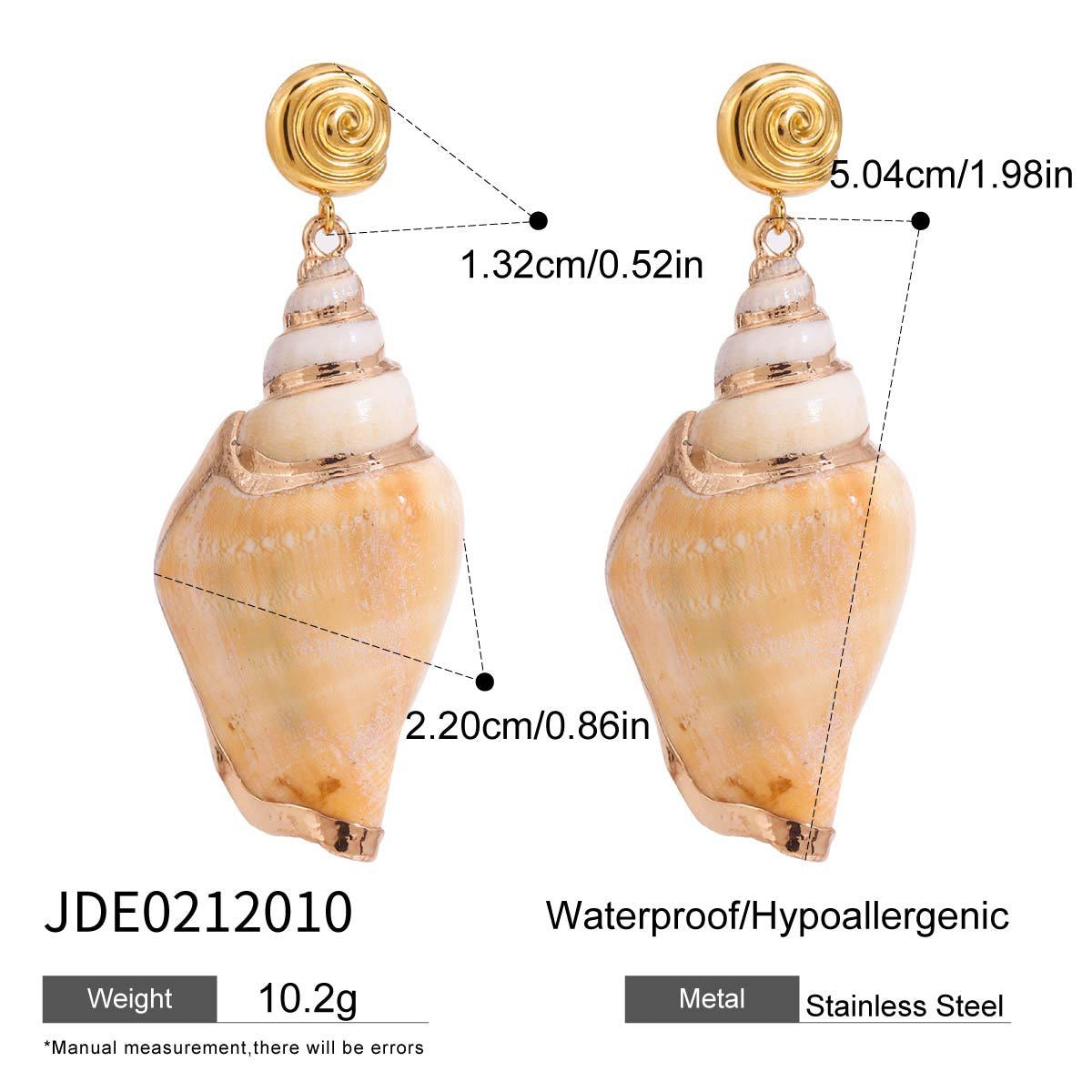 18K Gold Summer Chunky Shell Dangle Statement Earrings