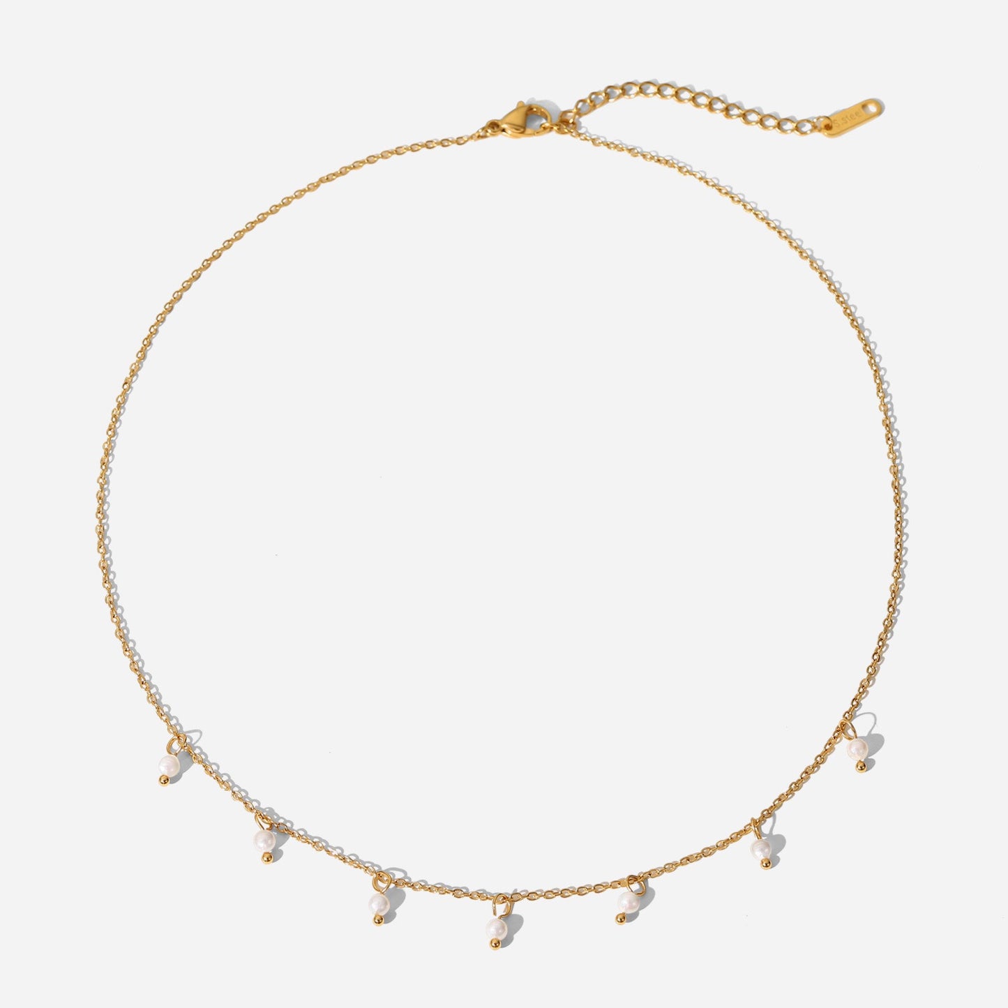 18K Gold Dainty Floating Pearl Chain Necklace
