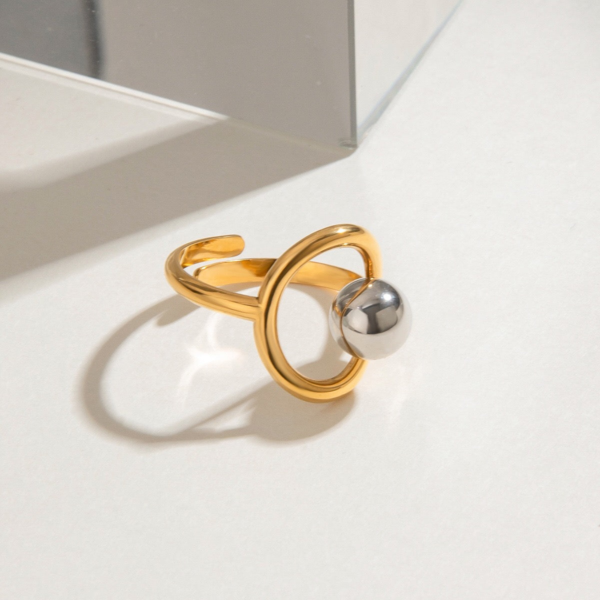 18K Gold and Silver Two Tone Comfort Zone Statement Ring