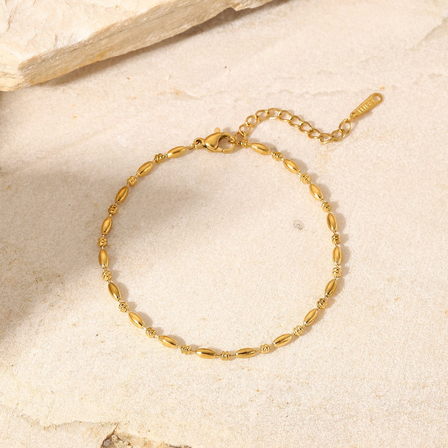 18K Gold Minimalist Beaded Bracelet