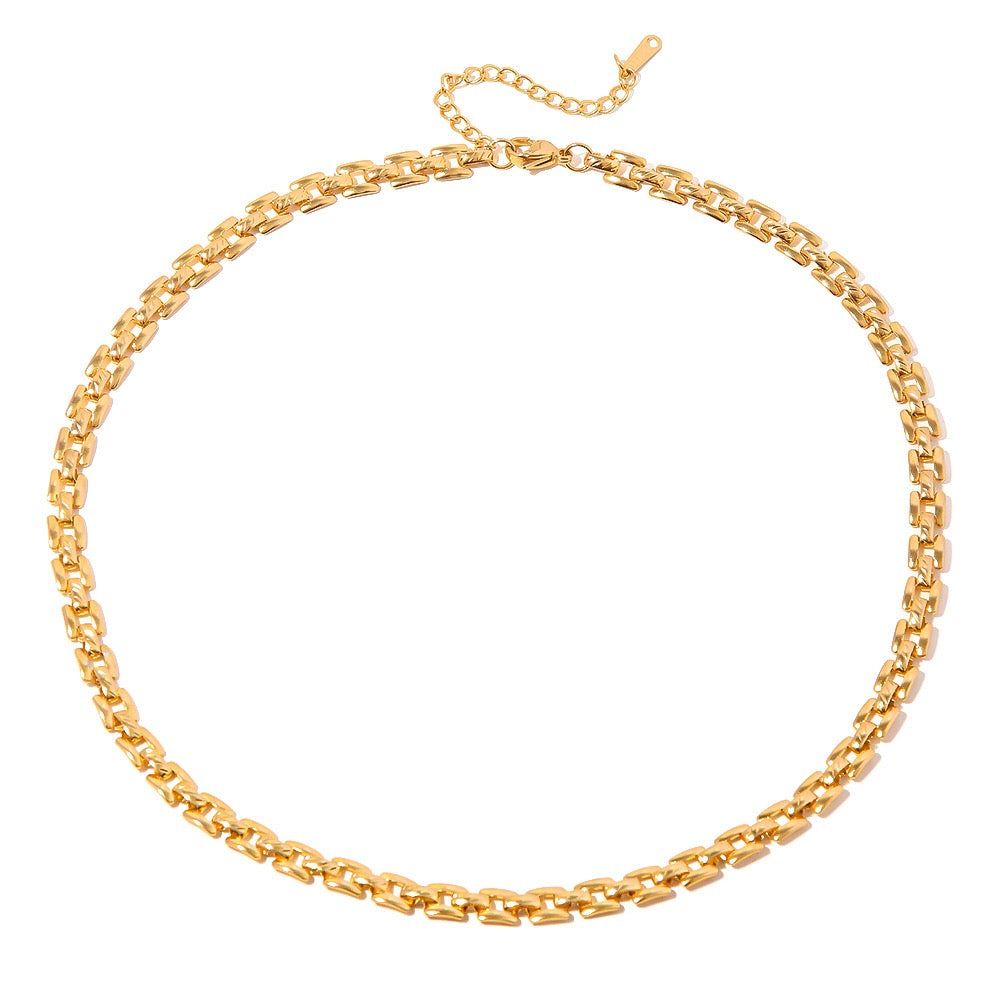 18K Gold Slim Watch Band Choker Chain Necklace