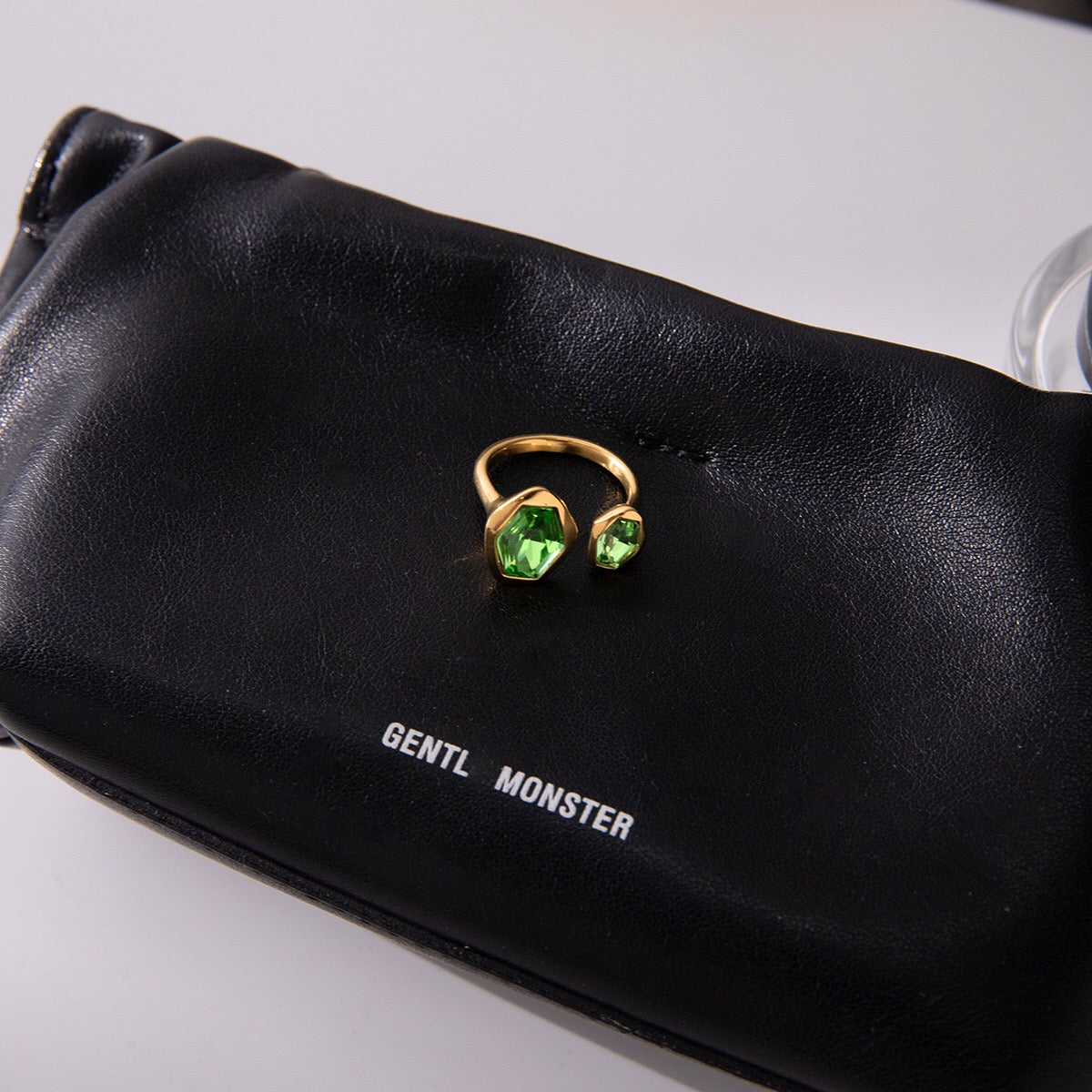 18K Gold Royal Emerald Green Statement Cuff Ring