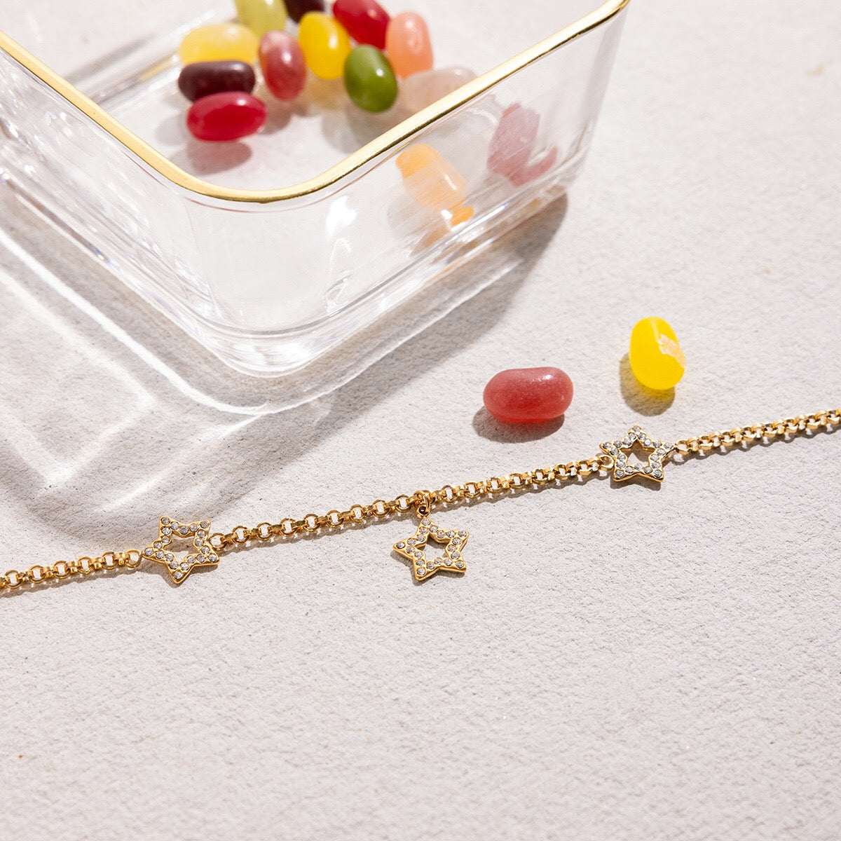 18K Gold Bling Star Chain Statement Necklace