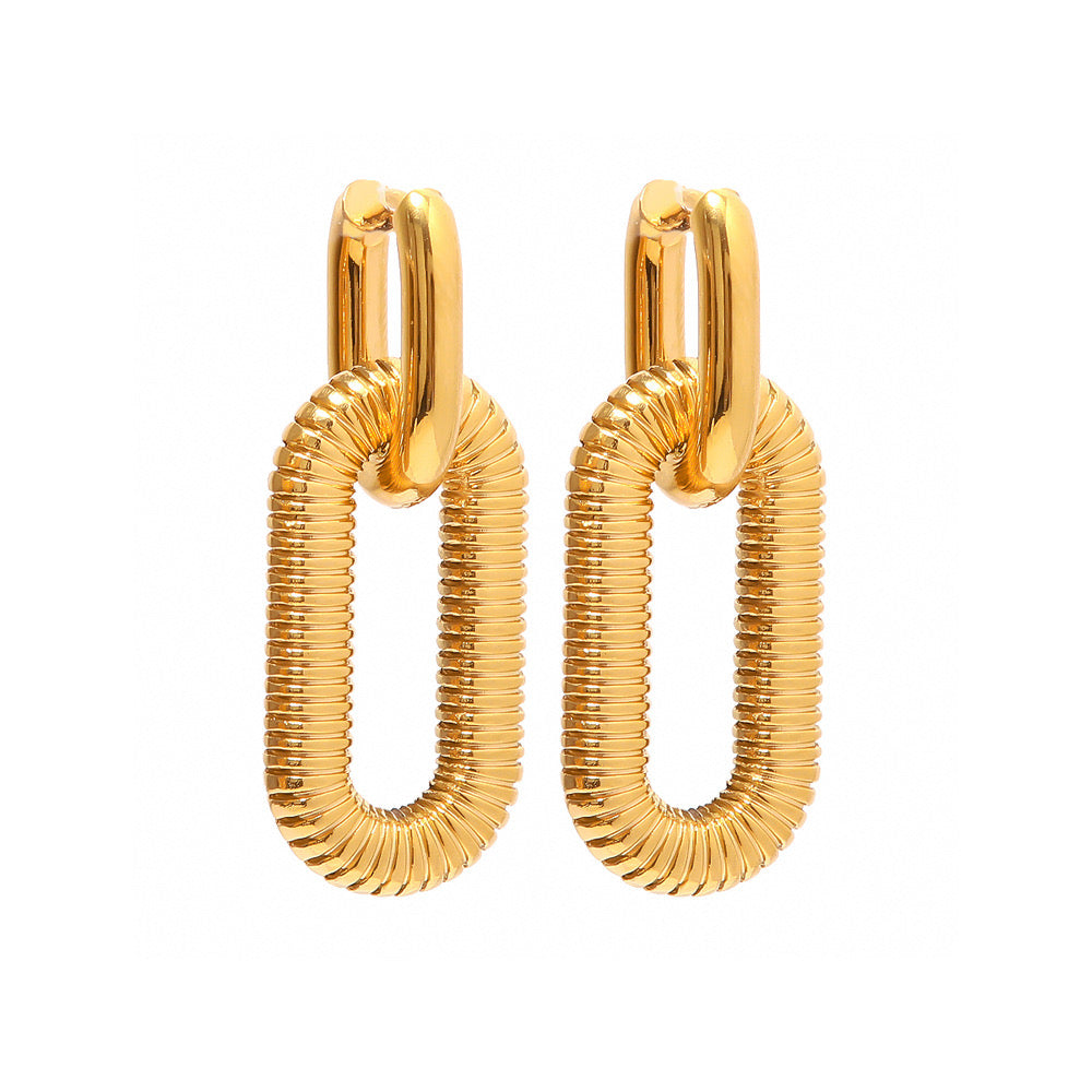 18K Gold Double Hoop Dangle Huggie Earrings