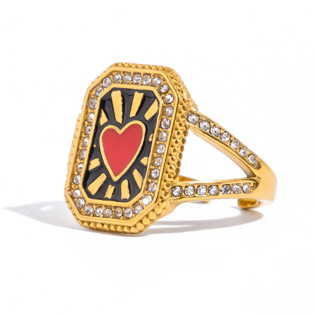18K Gold Bejeweled Girl Boss Signet Statement Ring