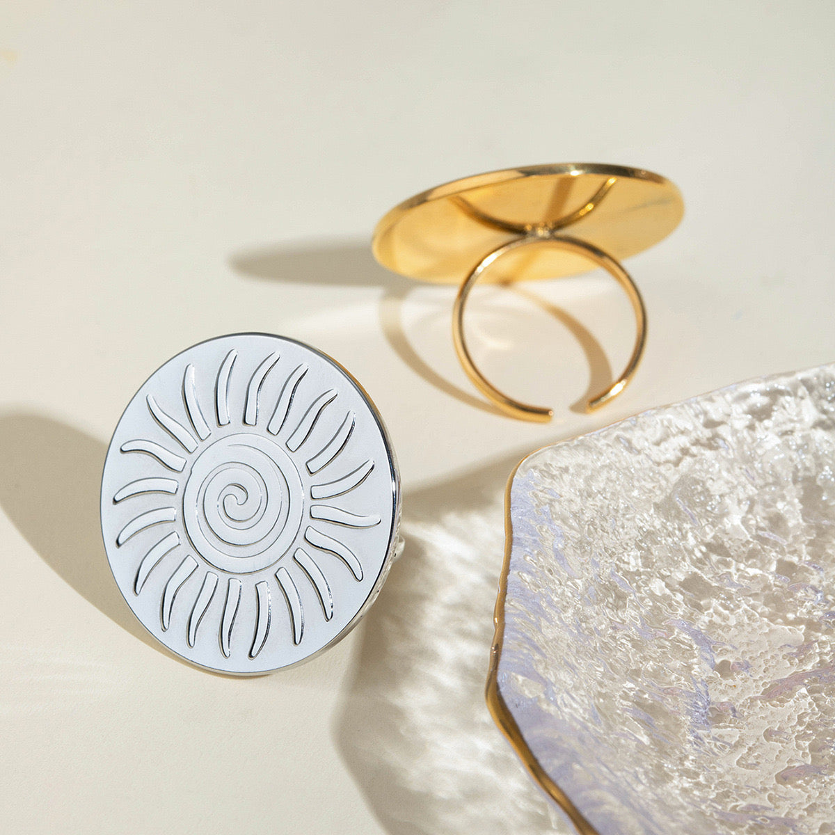 18K Gold Bright Sun Statement Ring