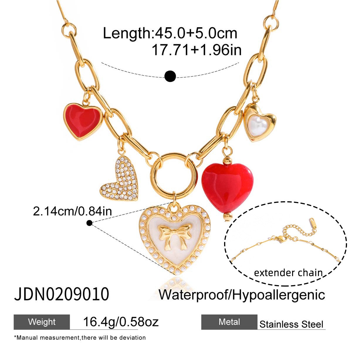 18K Gold Love Rush Red Heart Statement Charm Necklace