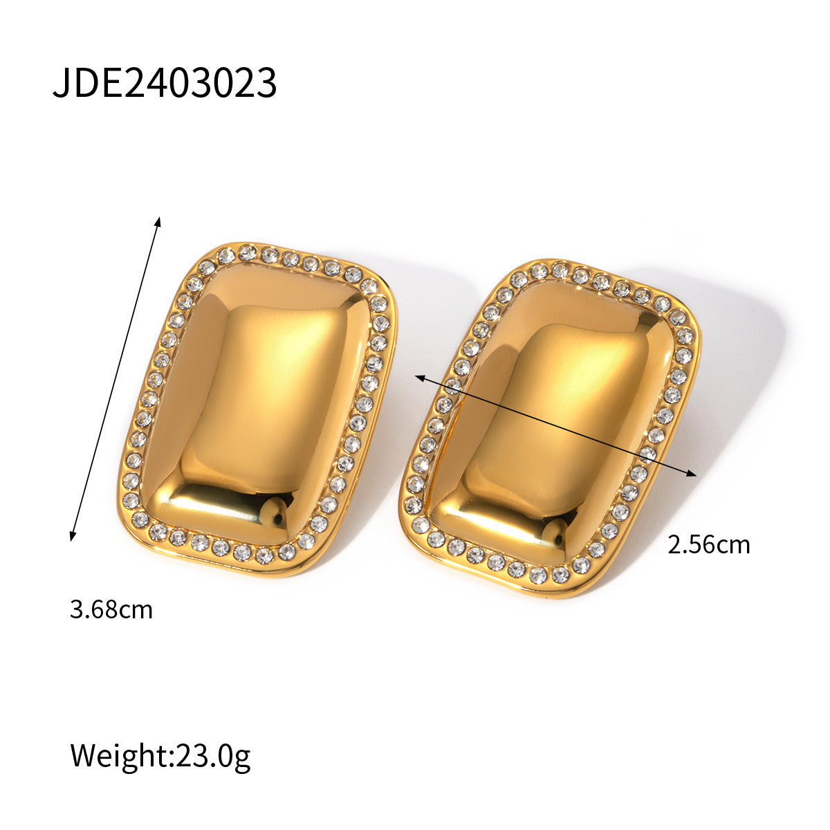 18K Gold Bling Plate Statement Stud Earrings