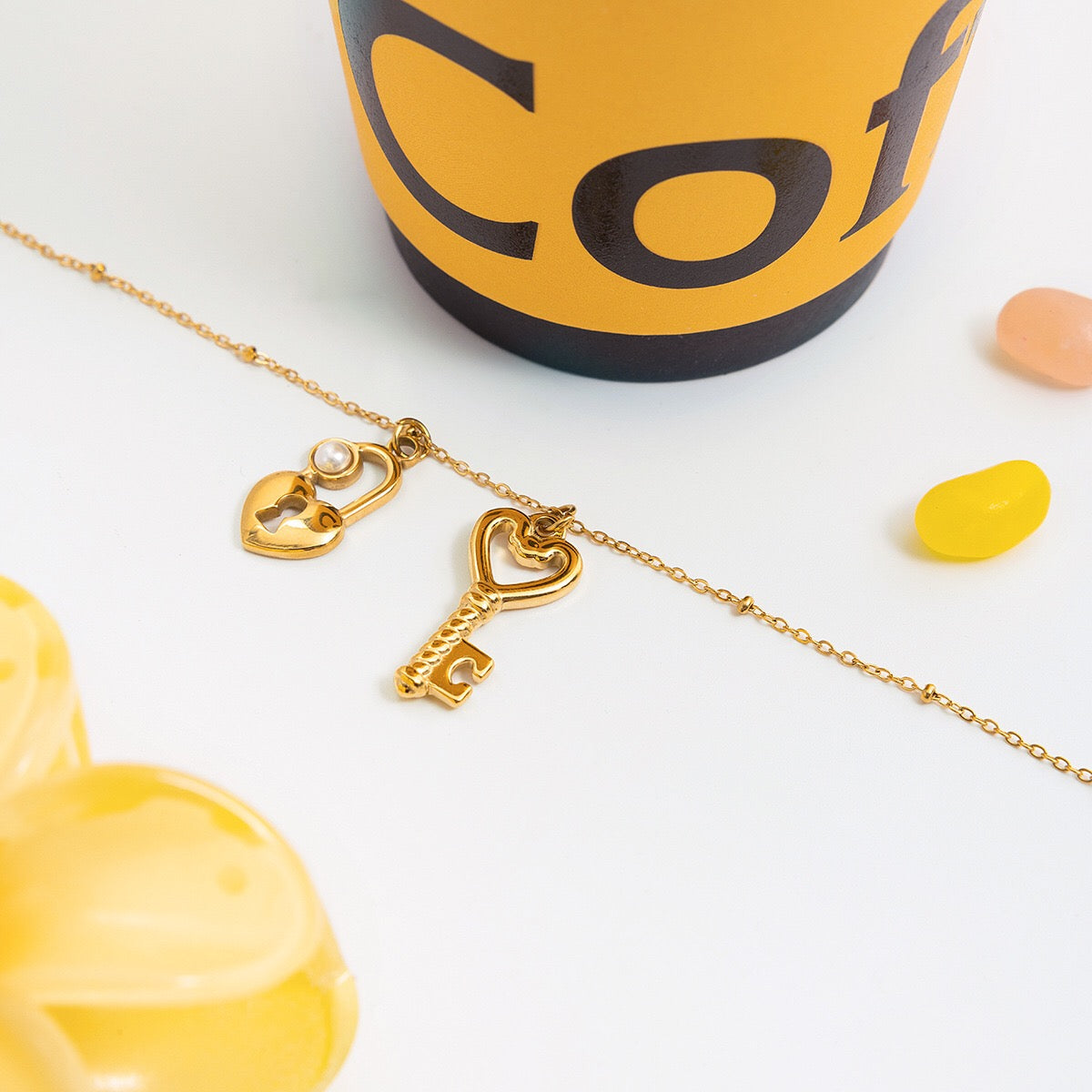 18K Gold Key to Your Heart Charm Pendant Necklace
