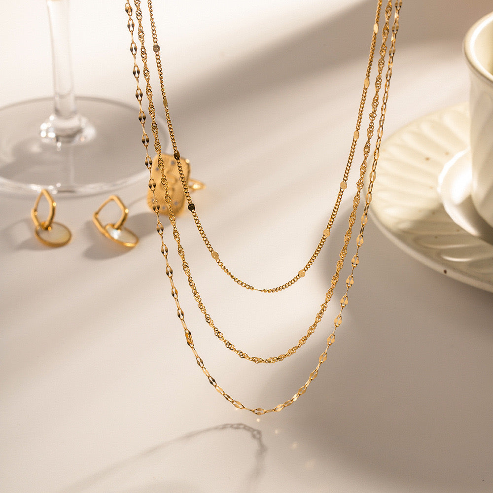 18K Gold Delicate Glimmer Chain Layered Necklace