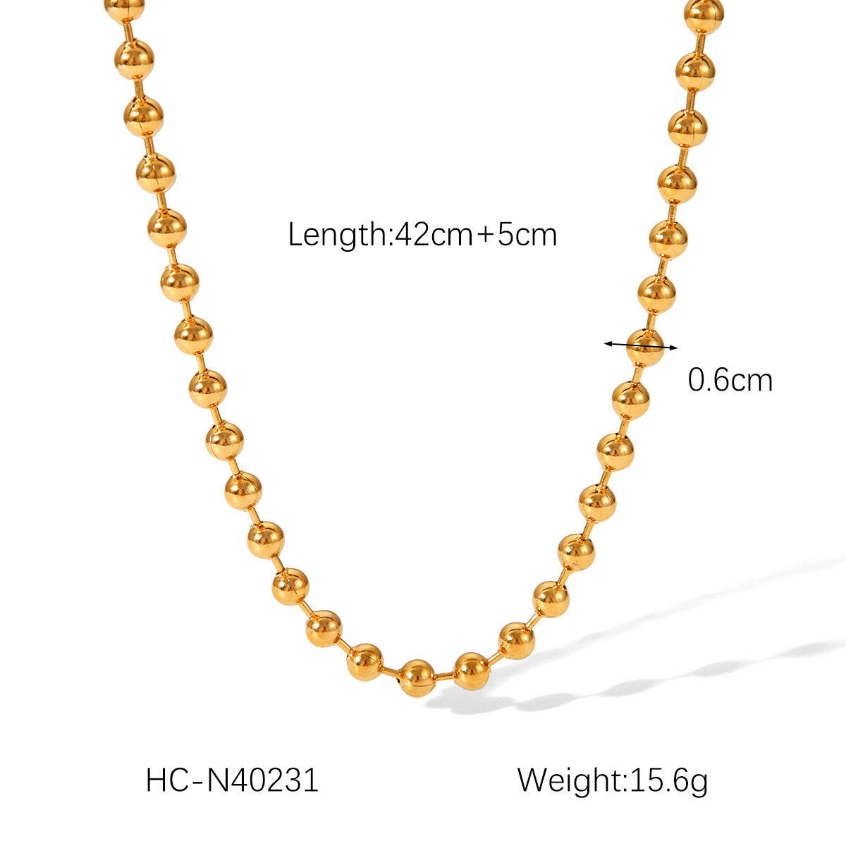 18K Gold Chic Ball Chain Beaded Collar Necklace