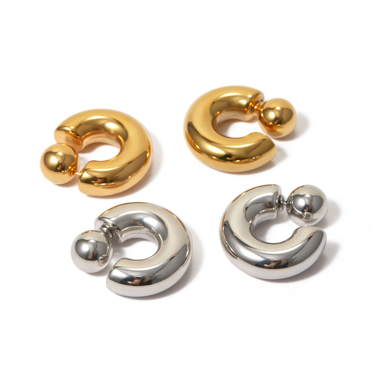 18K Gold Chunky Hoop Statement Huggie Earrings