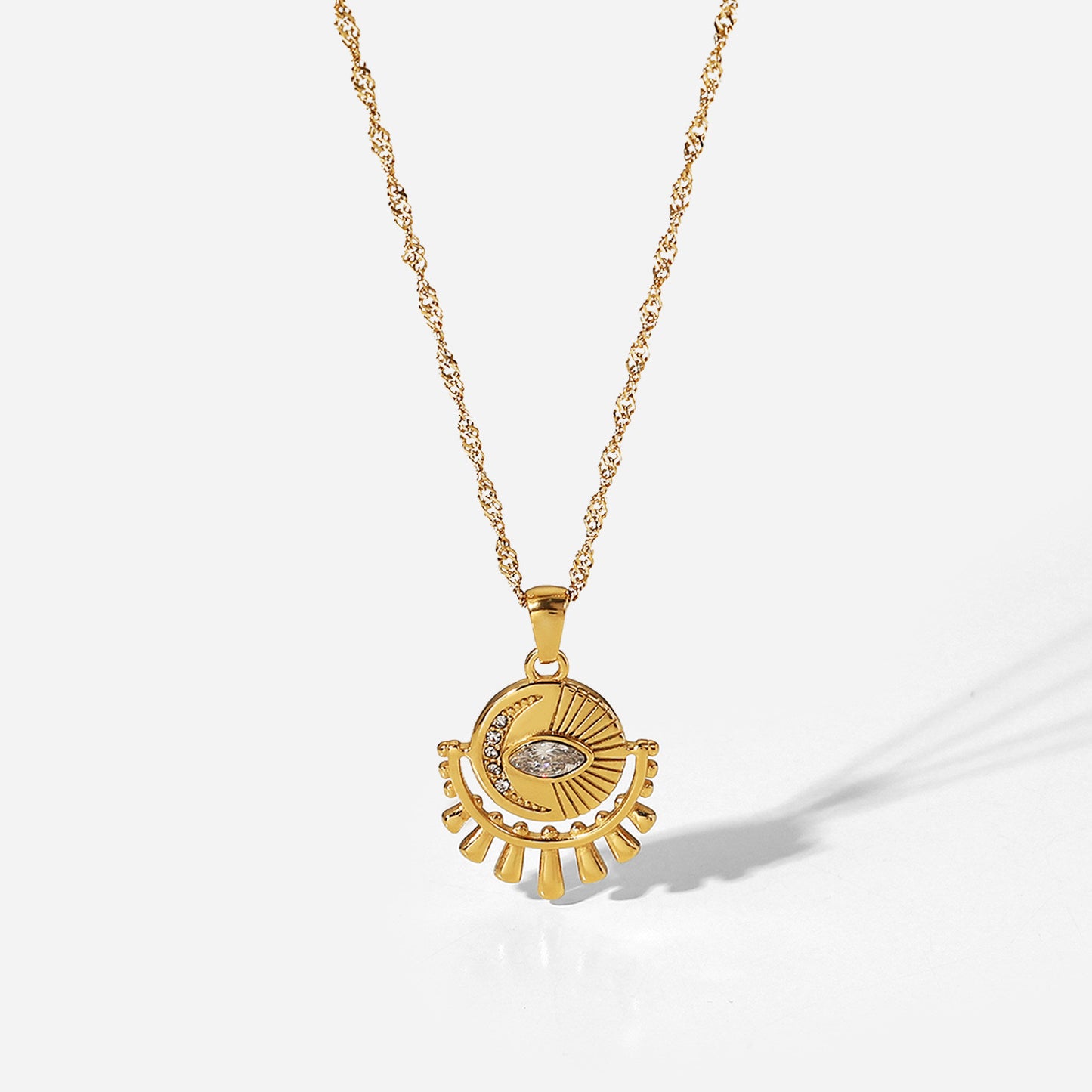 18K Gold Evil Eye Protection Pendant Necklace