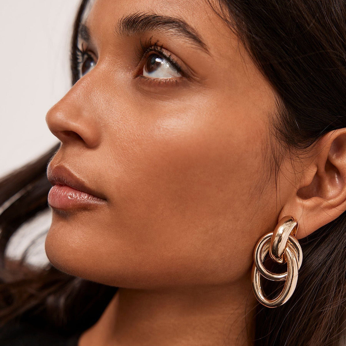 18K Gold Interlocked Statement Hoop Stud Earrings