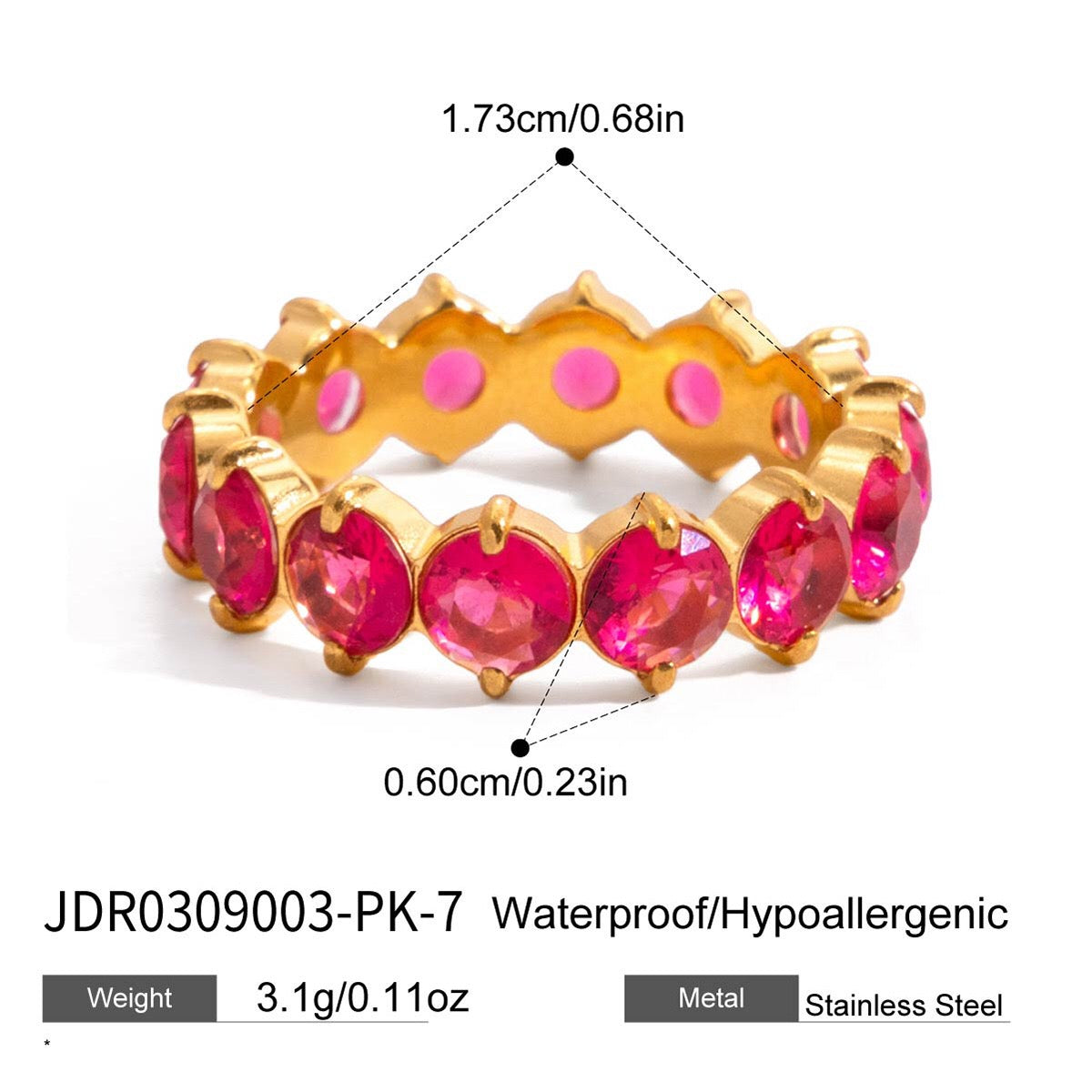 18K Gold Pink Affair Tennis Eternity Ring