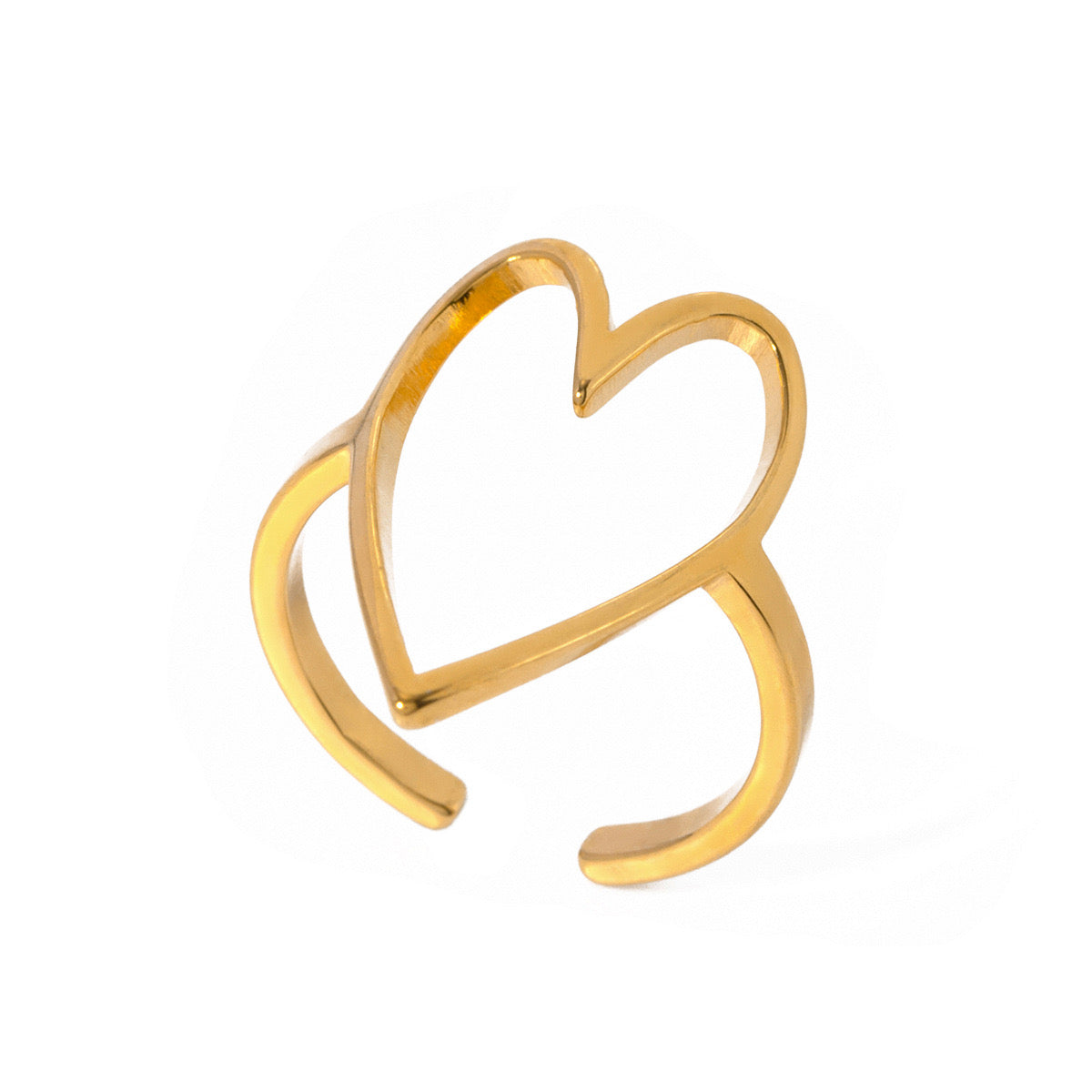 18K Gold Bold Heart Statement Ring