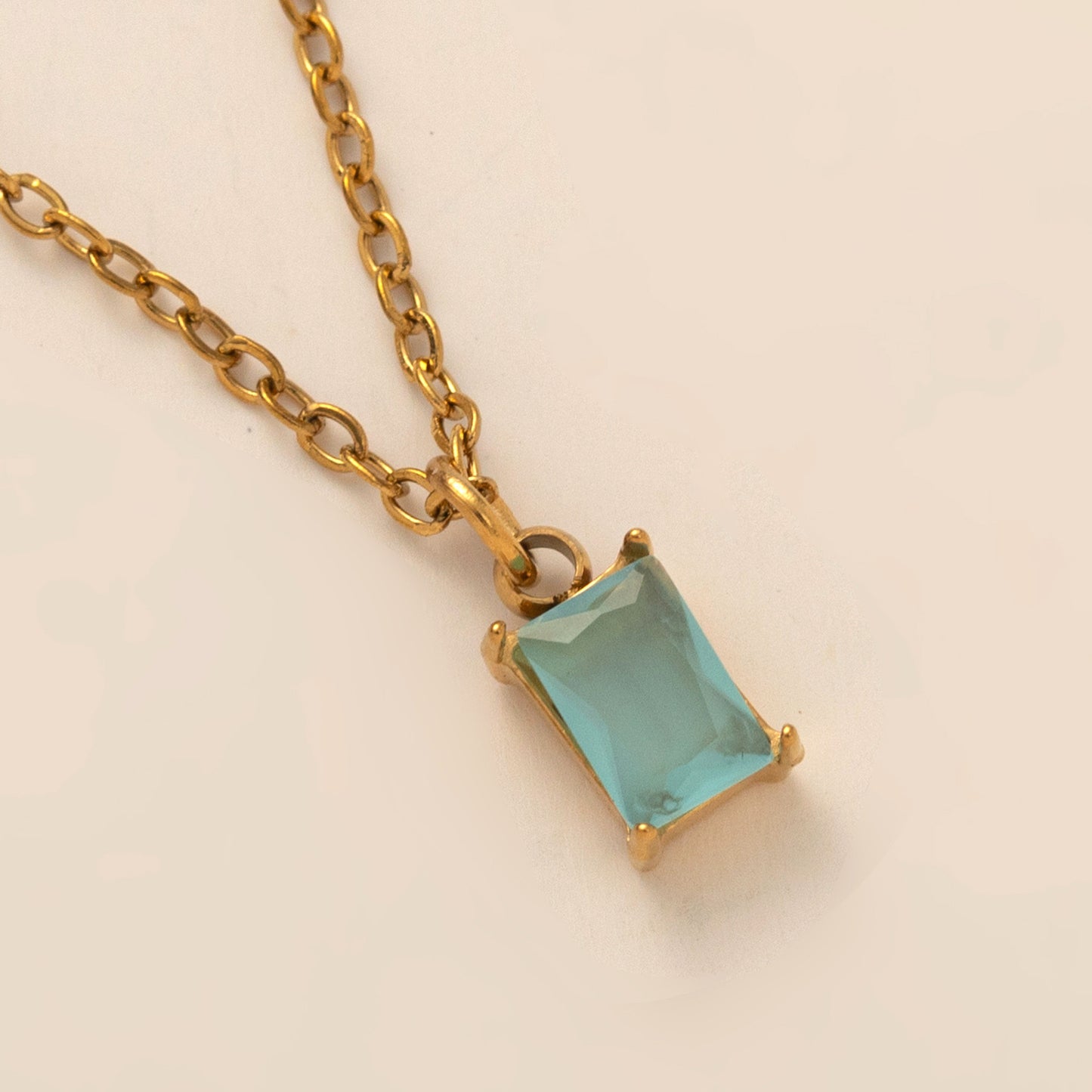 18K Gold Dainty Birthstone Pendant Necklace