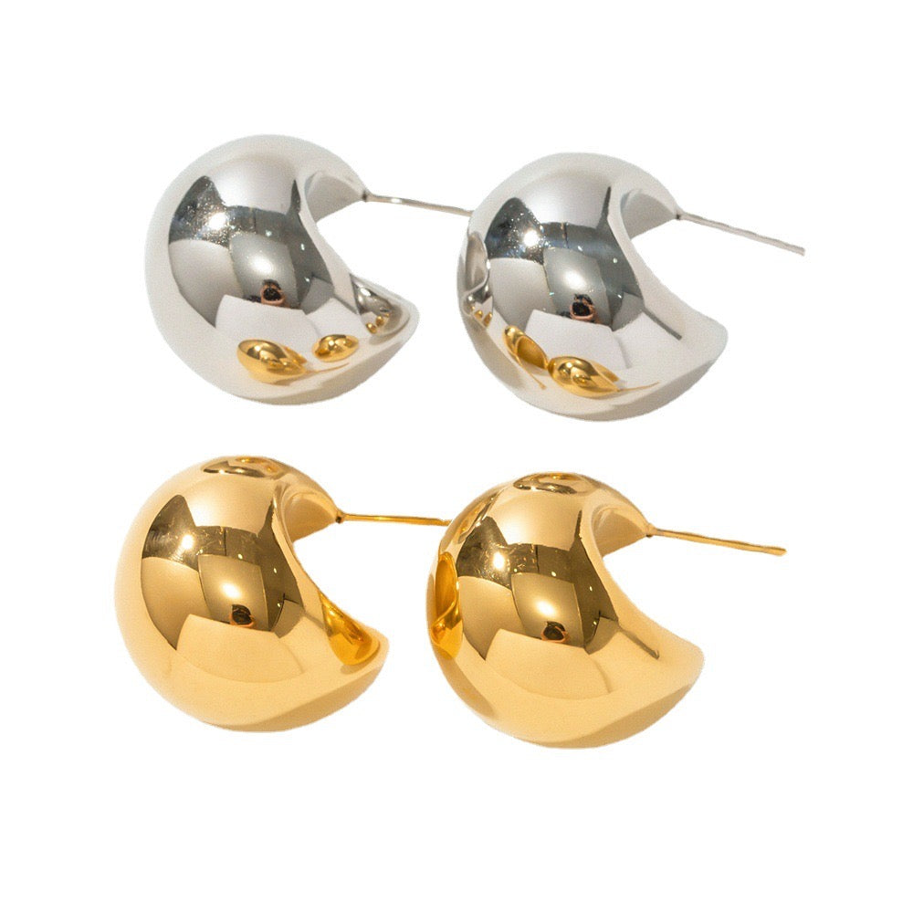 18K Gold Chunky Dome Statement Stud Earrings