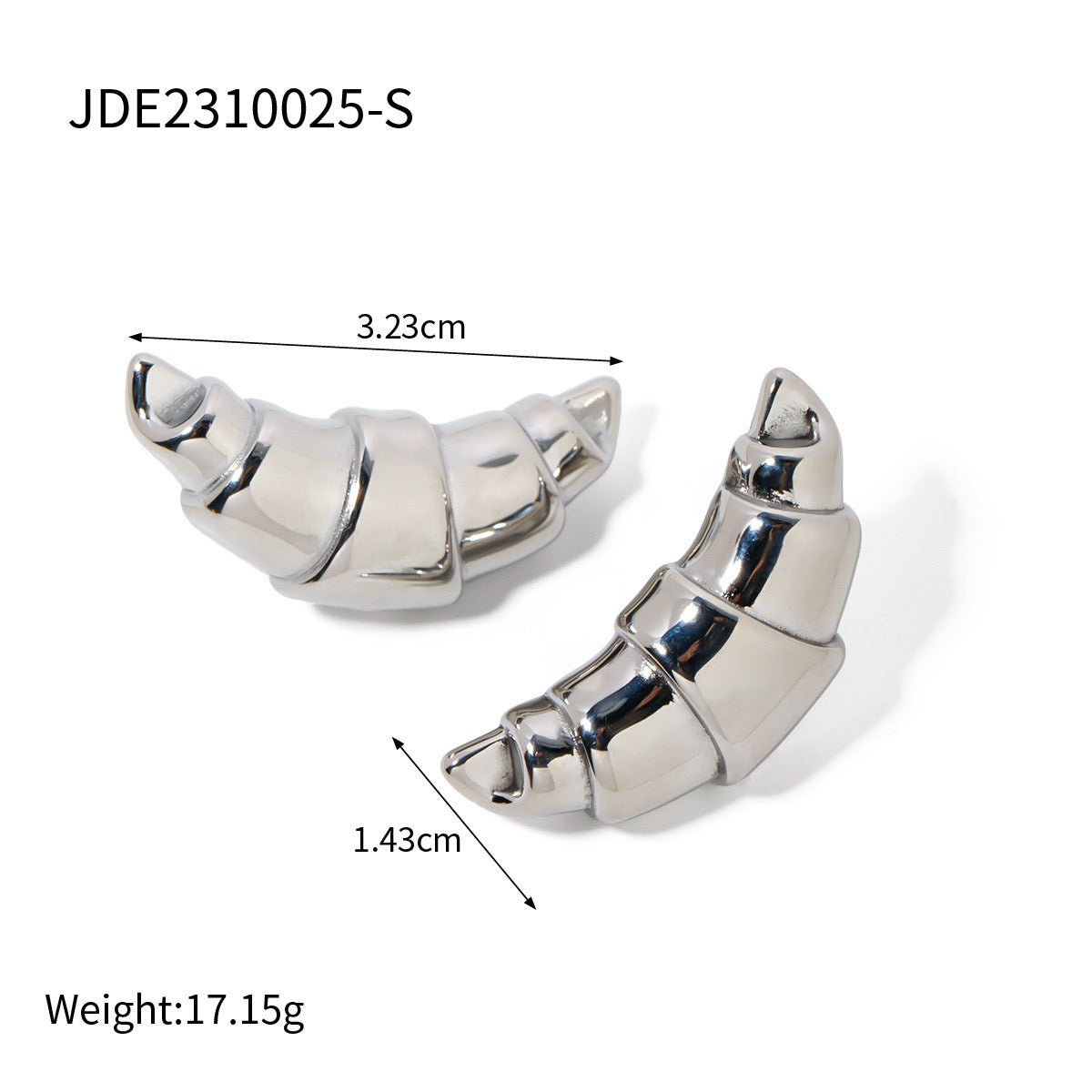18K Gold Croissant Statement Stud Earrings