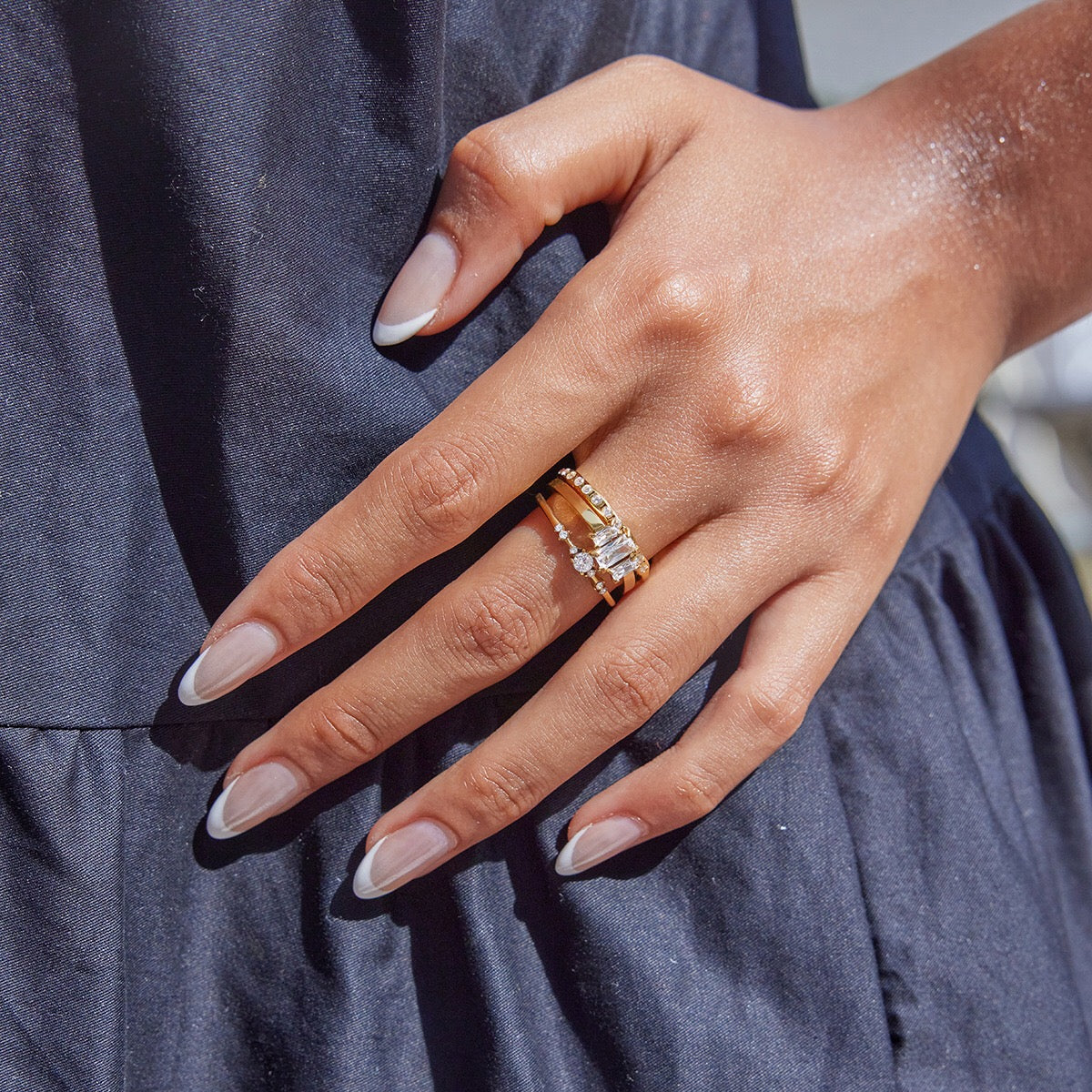 18K Gold Minimalist Luxury Slim Stacking Rings