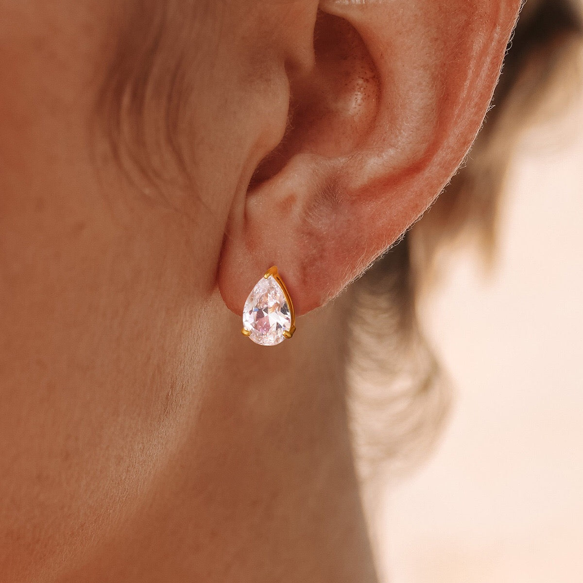 18K Gold Essential Elegance Flat Back Stud Earrings