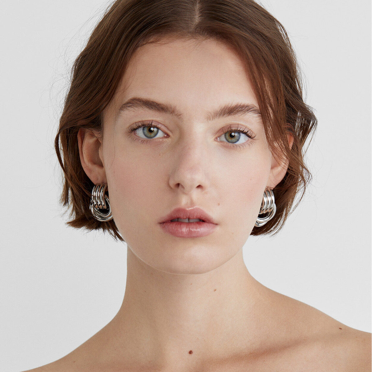 18K Gold Trendy Geometric Statement Stud Earrings