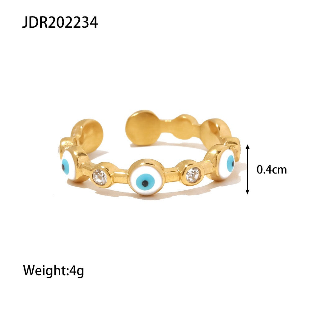 18K Gold Evil Eye Stacking Ring
