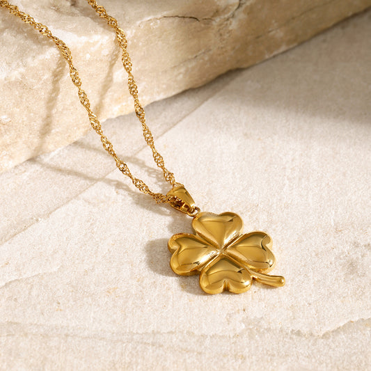18K Gold Four Leaf Clover Necklace