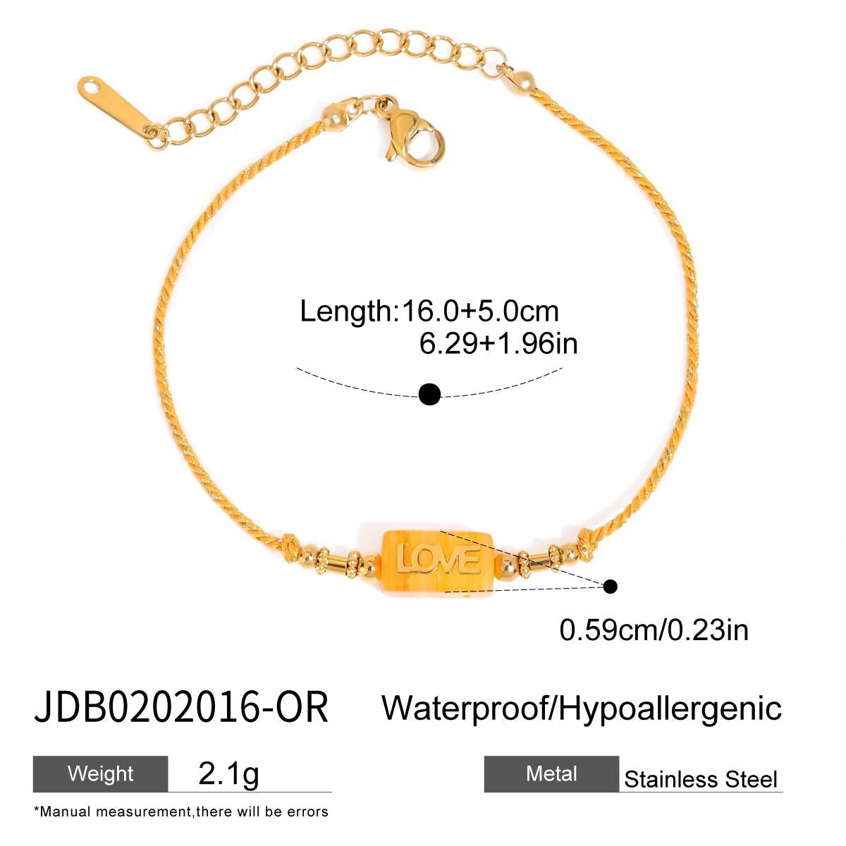 18K Gold Pastel Color Love Summer String Bracelet