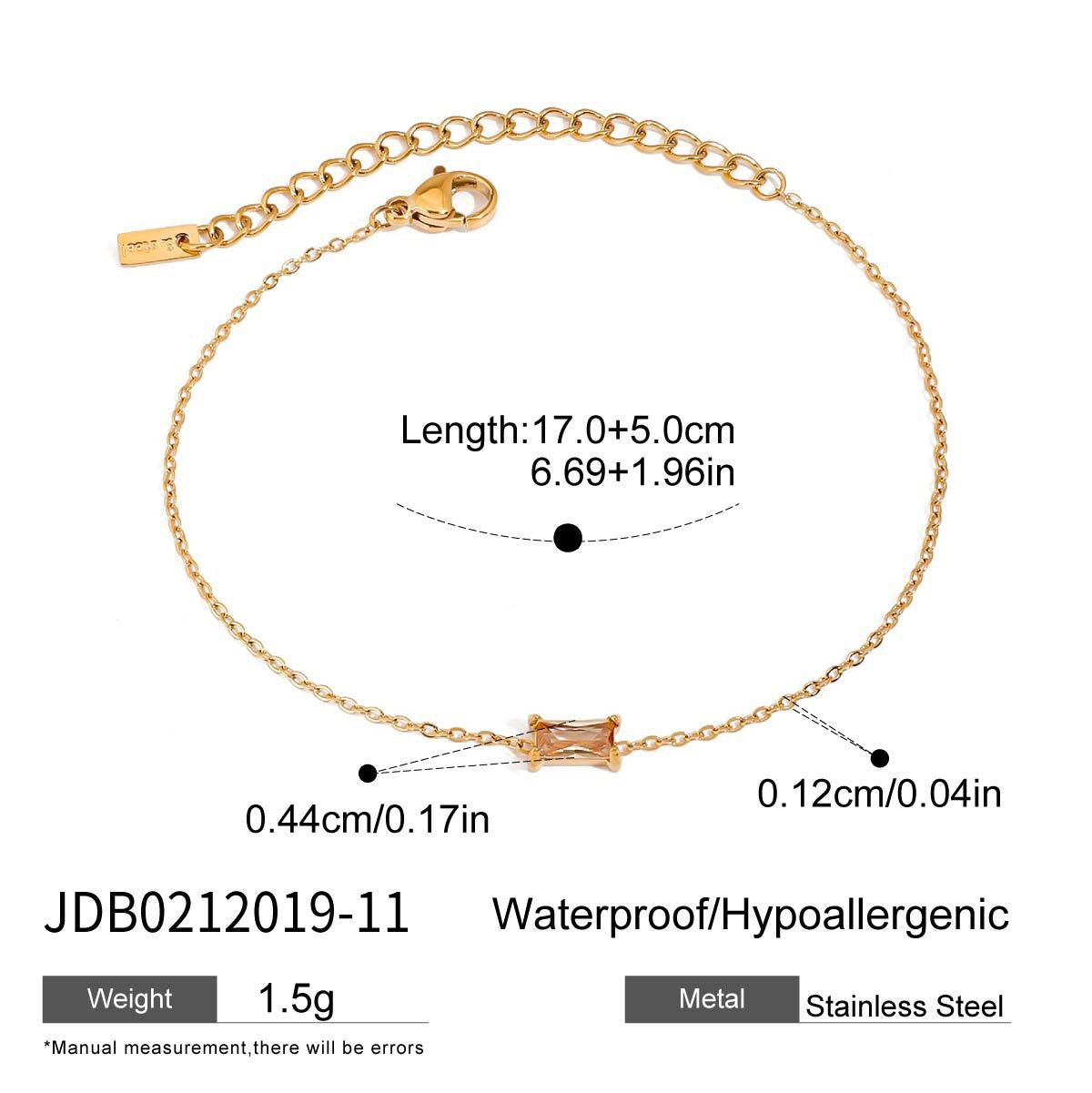 18K Gold Color Birthstone Dainty Chain Bracelet