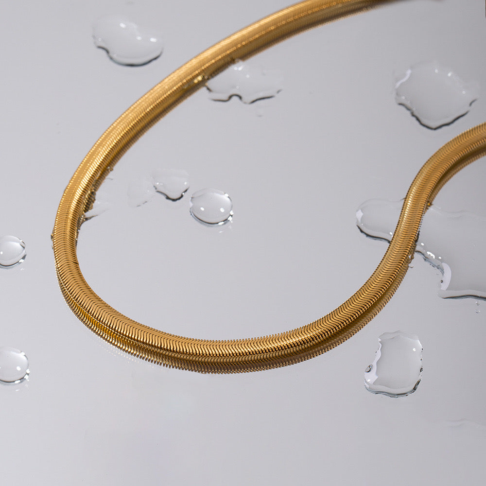 18K Gold Herringbone Snake Chain Charm Necklace Base