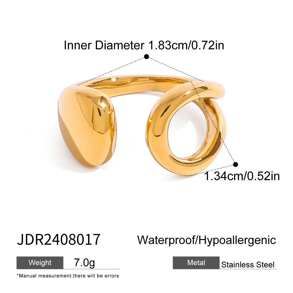 18K Gold Smooth Geometric Statement Cuff Ring