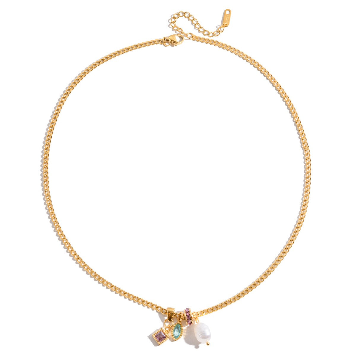 18K Gold Color Twinkle Dainty Charm Layered Tennis Necklace Set