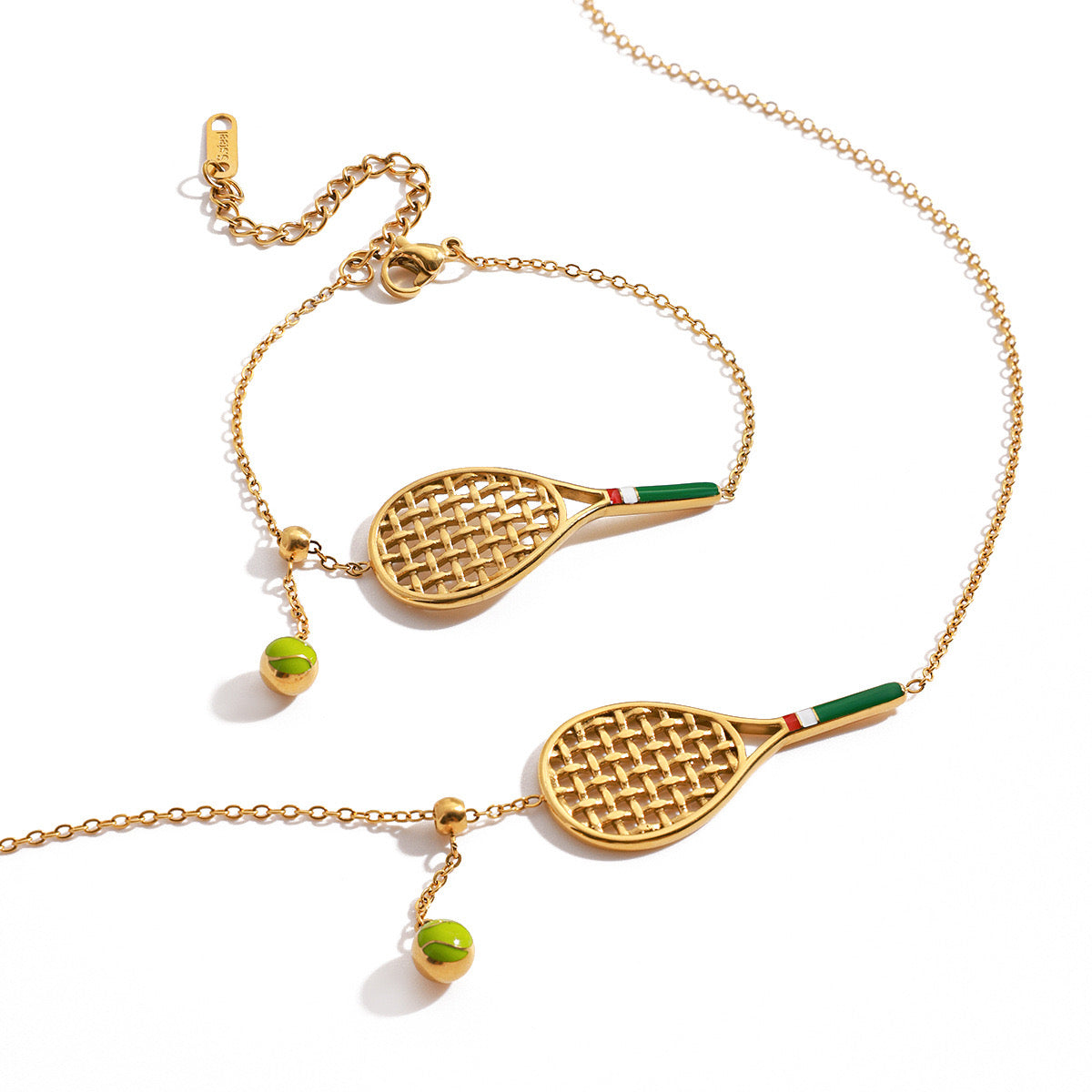 18K Gold Tennis Player Pendant Necklace
