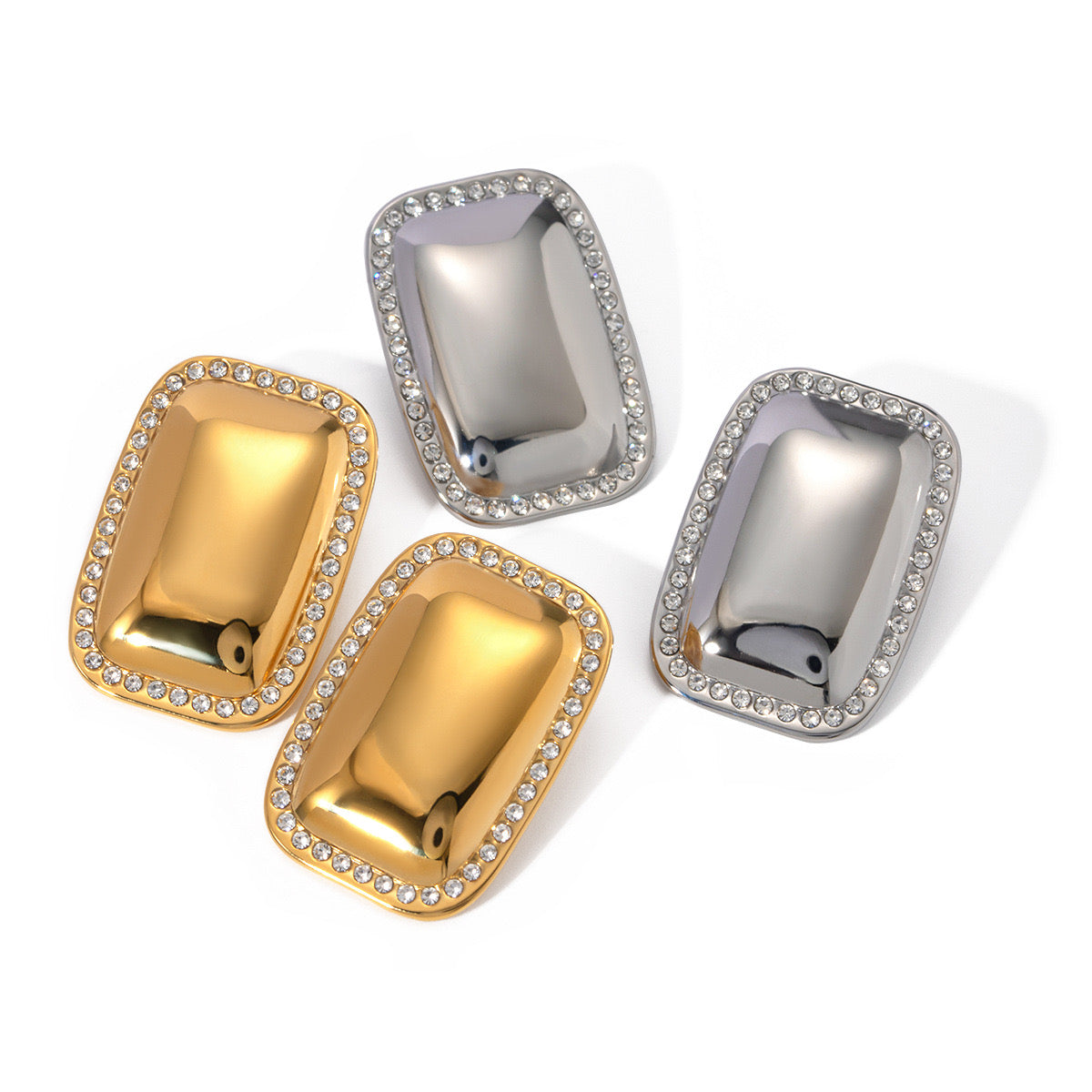 18K Gold Bling Plate Statement Stud Earrings