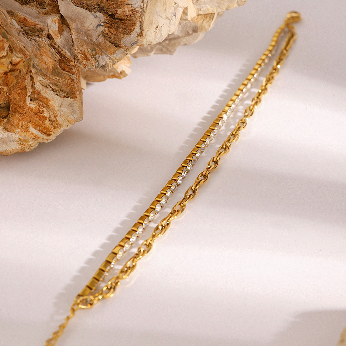 18K Gold Tennis Chain Bracelet