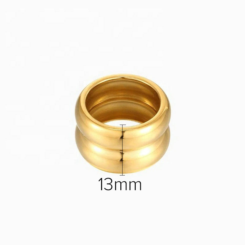 18K Gold Double Bubble Statement Band Ring
