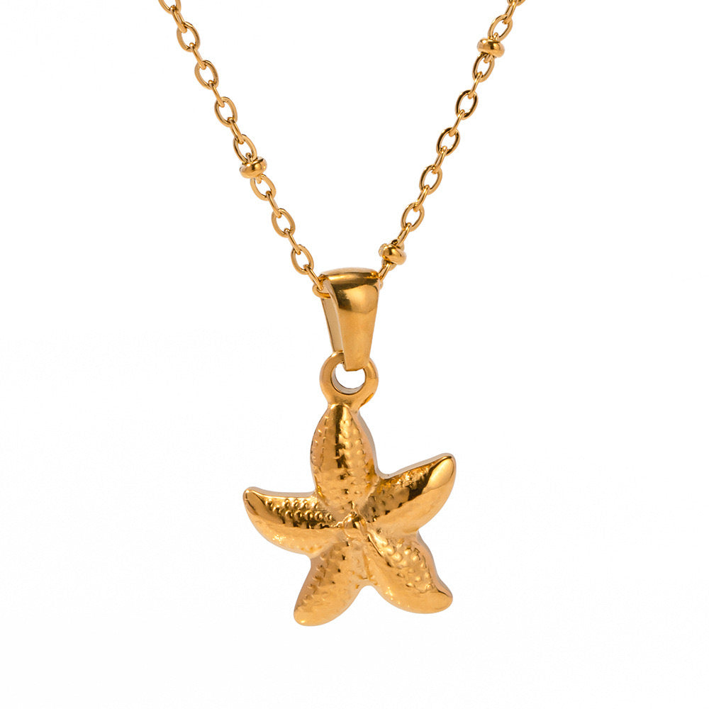 18K Gold Starfish Pendant Necklace