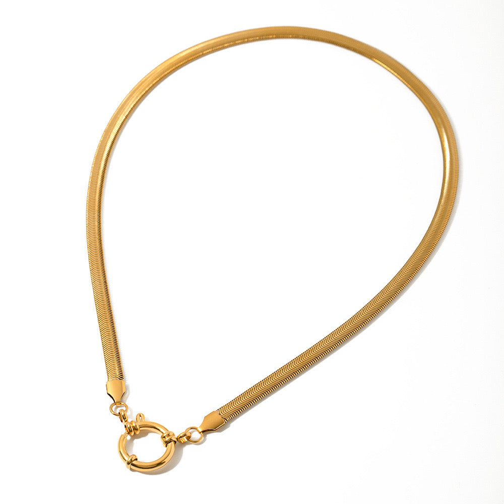 18K Gold Herringbone Snake Chain Charm Necklace Base