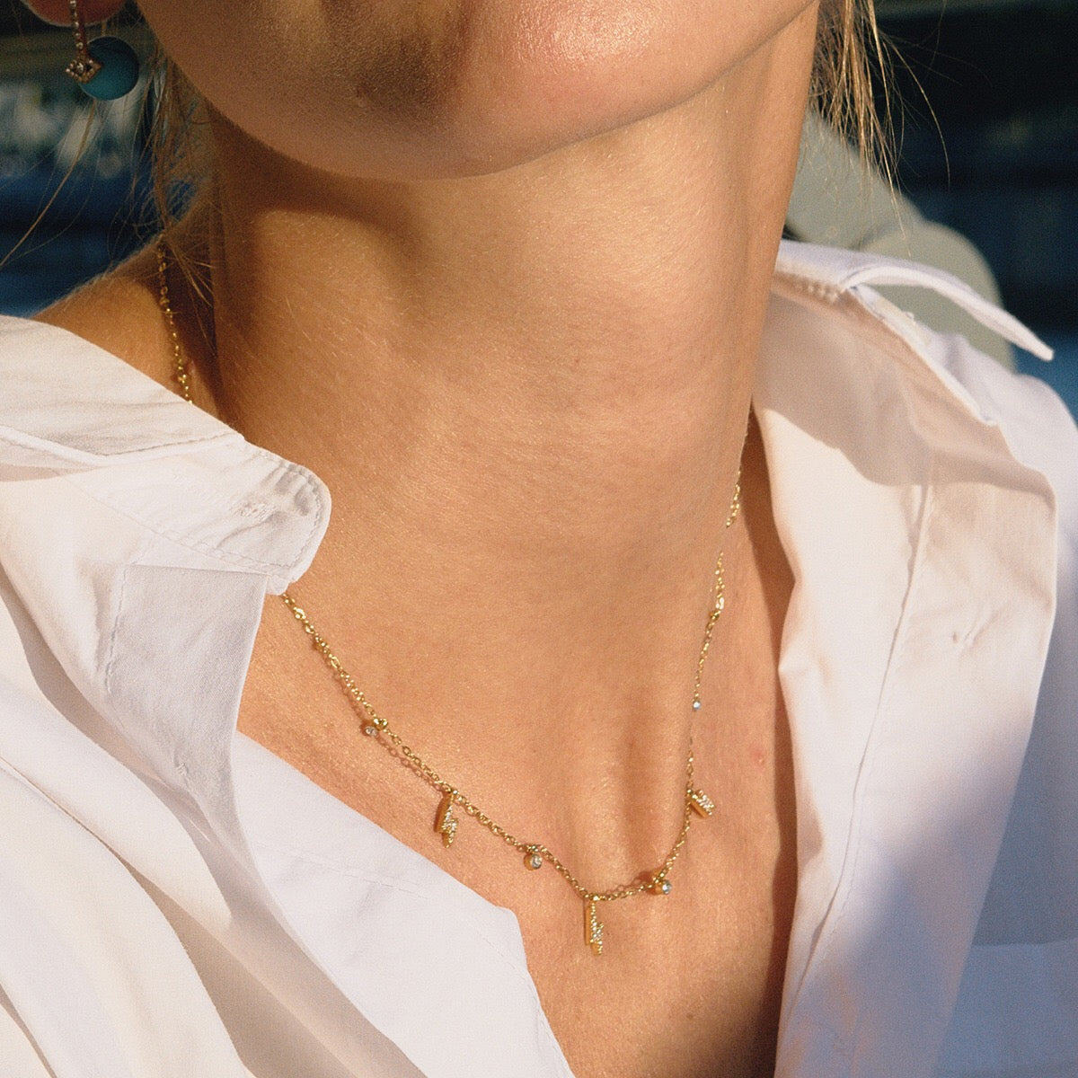 18K Gold Tempting Shimmer Heart Star Dainty Chain Necklace